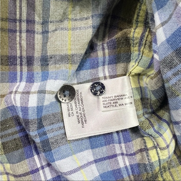 Tommy Bahama Men's Plaid Shirt - Gray and Yellow Size 3XLB - Picture 5 of 8